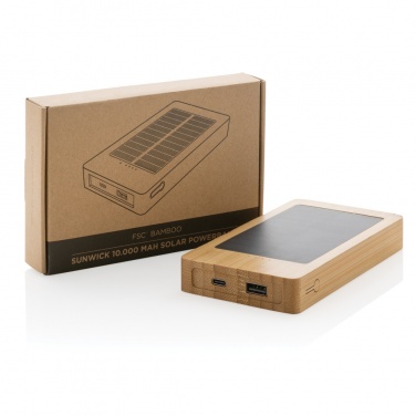 Logo trade promotional item photo of: Sunwick 10.000 mAh Bamboo solar powerbank