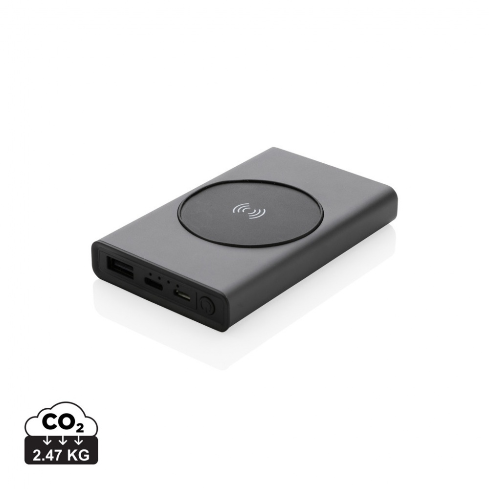 Logo trade promotional gifts picture of: Terra RCS recycled aluminium 5000 mAh powerbank 5W wireless
