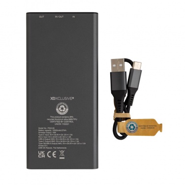 Logo trade promotional product photo of: Terra RCS recycled 18W aluminium 10000 powerbank 10W