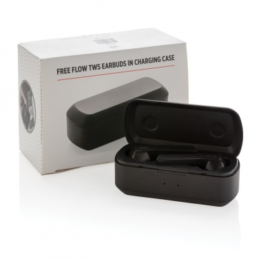 Logo trade advertising products image of: Free Flow TWS earbuds in charging case