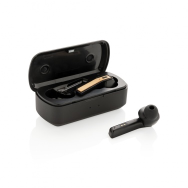 Logotrade business gifts photo of: Bamboo Free Flow TWS earbuds in case