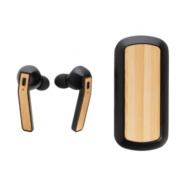 Logo trade promotional gift photo of: Bamboo Free Flow TWS earbuds in case