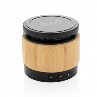 Logo trade promotional items picture of: Bamboo wireless charger speaker