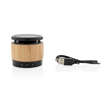 Logo trade promotional giveaway photo of: Bamboo wireless charger speaker