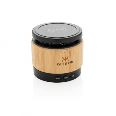 Logotrade promotional product image of: Bamboo wireless charger speaker