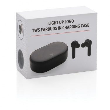 Logo trade promotional products image of: Light up logo TWS earbuds in charging case