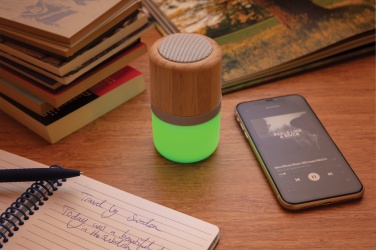 Logo trade promotional giveaway photo of: Bamboo colour changing 3W speaker light