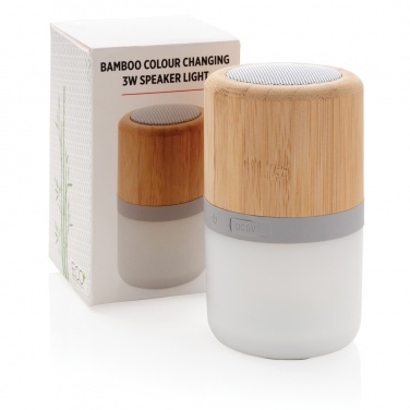 Logo trade corporate gift photo of: Bamboo colour changing 3W speaker light