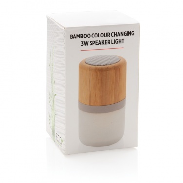 Logo trade promotional products picture of: Bamboo colour changing 3W speaker light
