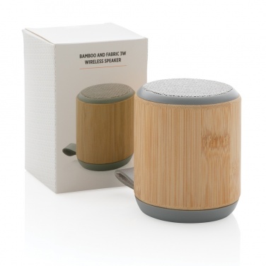 Logo trade advertising products picture of: Bamboo and fabric 3W wireless speaker