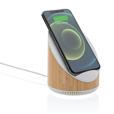 Logo trade promotional gift photo of: Ovate bamboo 5W speaker with 15W wireless charger