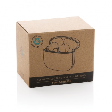Logo trade corporate gifts picture of: Bamboo TWS earbuds with RCS recycled plastic
