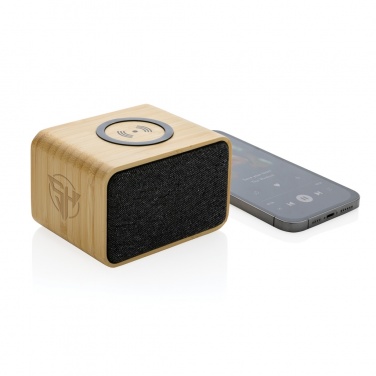 Logo trade promotional gifts image of: RCS Rplastic 3W speaker with bamboo 5W wireless