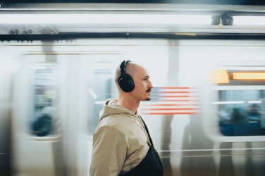 Logo trade advertising products picture of: Irvine RCS recycled and repairable ANC wireless headphone