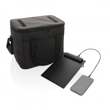 Logo trade corporate gift photo of: Pedro AWARE™ RPET deluxe cooler bag with 5W solar panel