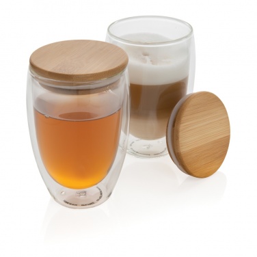 Logotrade promotional gift image of: Double wall borosilicate glass with bamboo lid 350ml