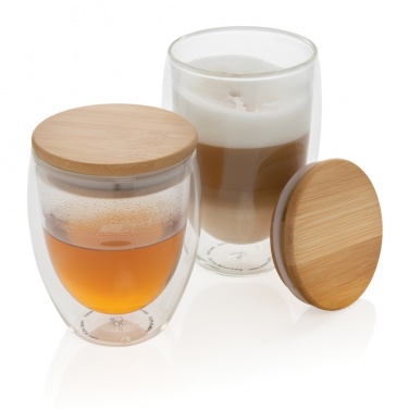 Logotrade promotional merchandise picture of: Double wall borosilicate glass with bamboo lid 350ml
