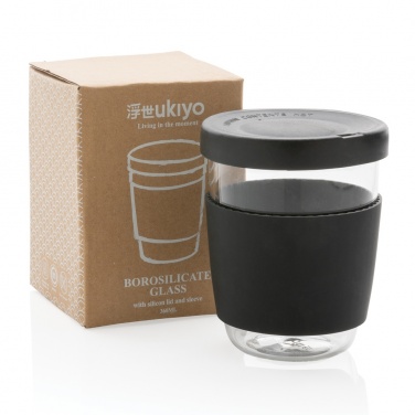 Logo trade promotional giveaways image of: Ukiyo borosilicate glass with silicone lid and sleeve