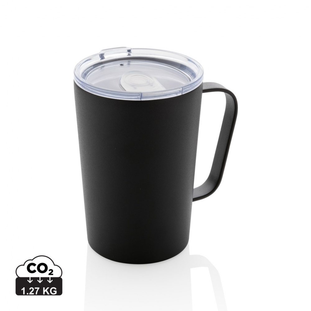 Logotrade promotional giveaway picture of: RCS Recycled stainless steel modern vacuum mug with lid