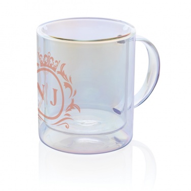 Logo trade promotional merchandise picture of: Deluxe double wall electroplated glass mug