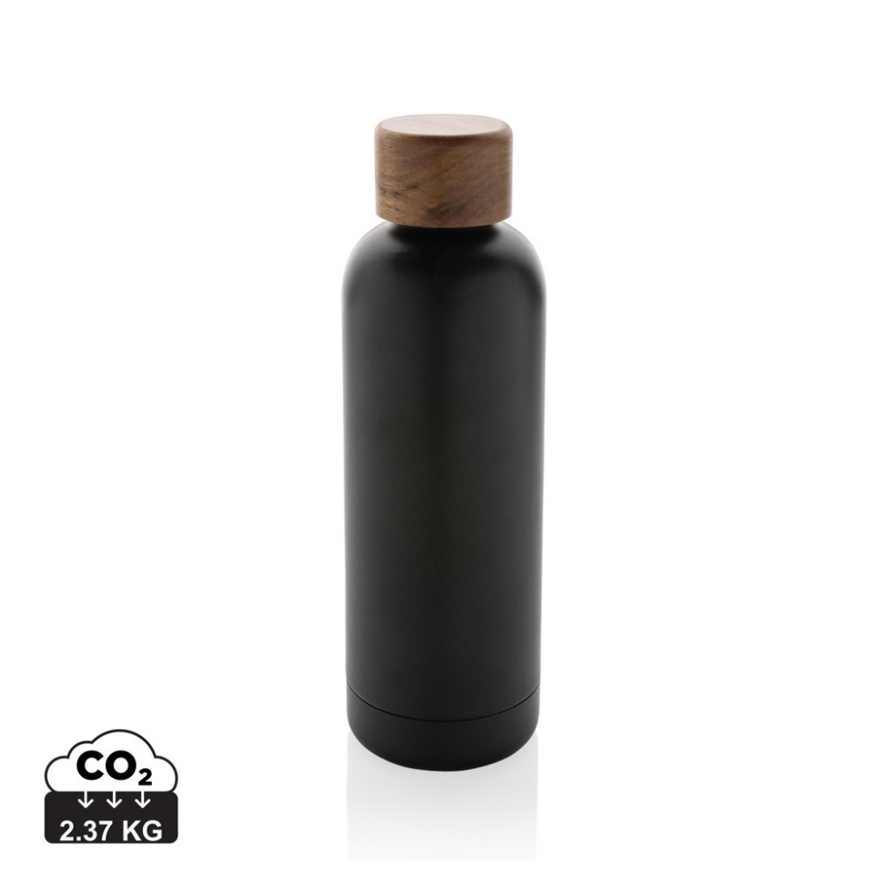 Logo trade promotional gifts image of: Wood RCS certified recycled stainless steel vacuum bottle