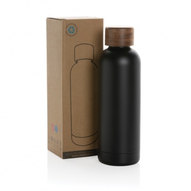 Logotrade corporate gift image of: Wood RCS certified recycled stainless steel vacuum bottle