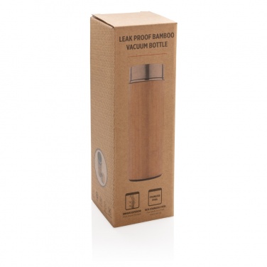 Logo trade corporate gifts image of: Leak proof bamboo vacuum bottle