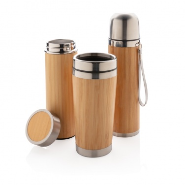 Logo trade promotional items picture of: Leak proof bamboo vacuum bottle