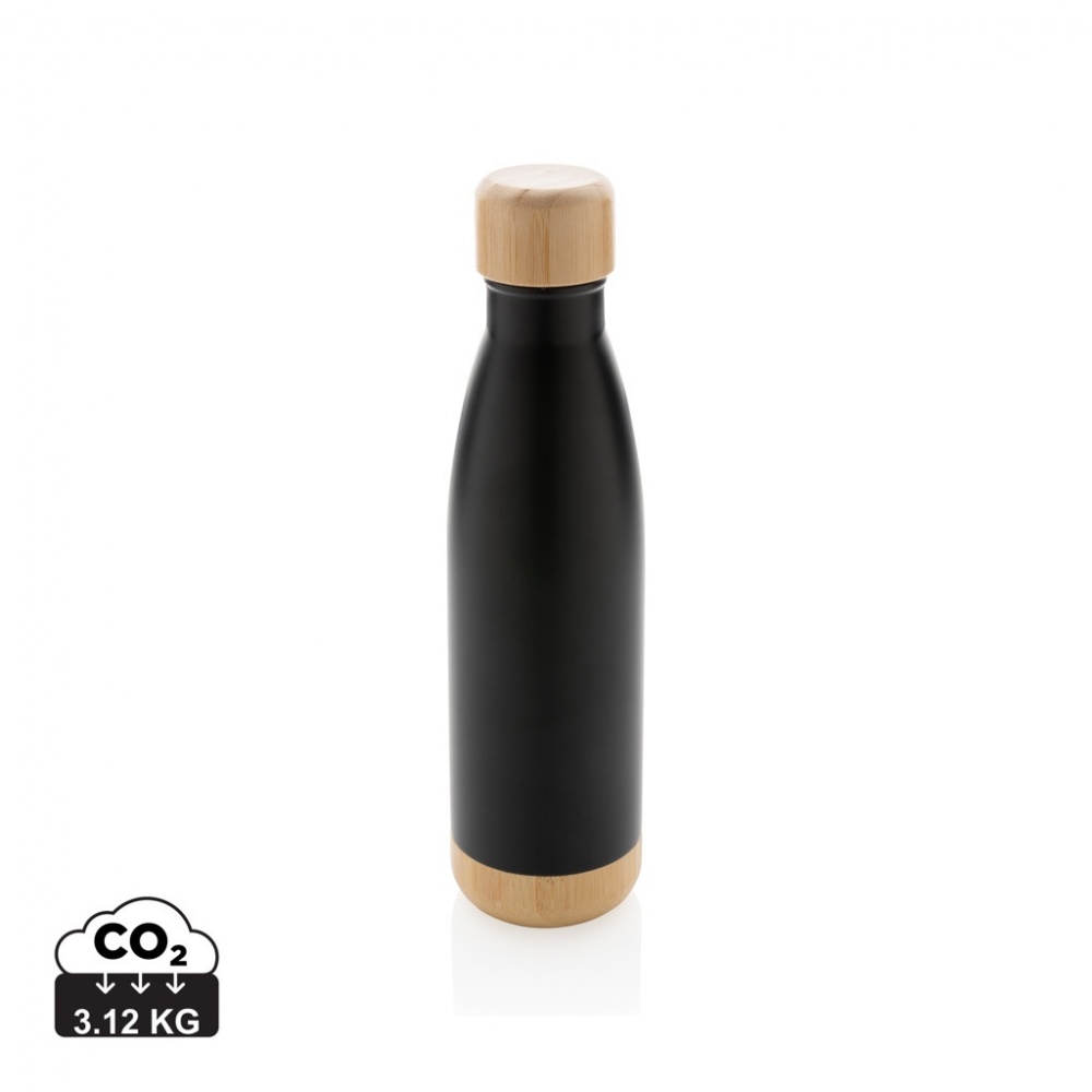 Logotrade advertising products photo of: Vacuum stainless steel bottle with bamboo lid and bottom