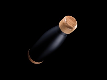 Logotrade advertising product image of: Vacuum stainless steel bottle with bamboo lid and bottom