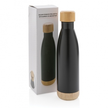 Logo trade corporate gifts picture of: Vacuum stainless steel bottle with bamboo lid and bottom