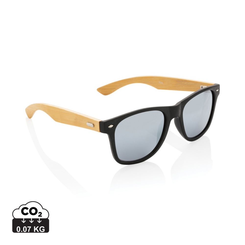 Logo trade promotional merchandise photo of: Bamboo and RCS recycled plastic sunglasses