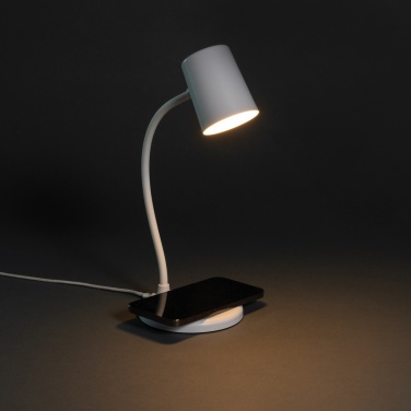 Logo trade promotional giveaways image of: Zenara RCS recycled plastic and cork 15W wireless desk lamp