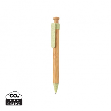 Logo trade promotional merchandise photo of: Bamboo pen with wheatstraw clip