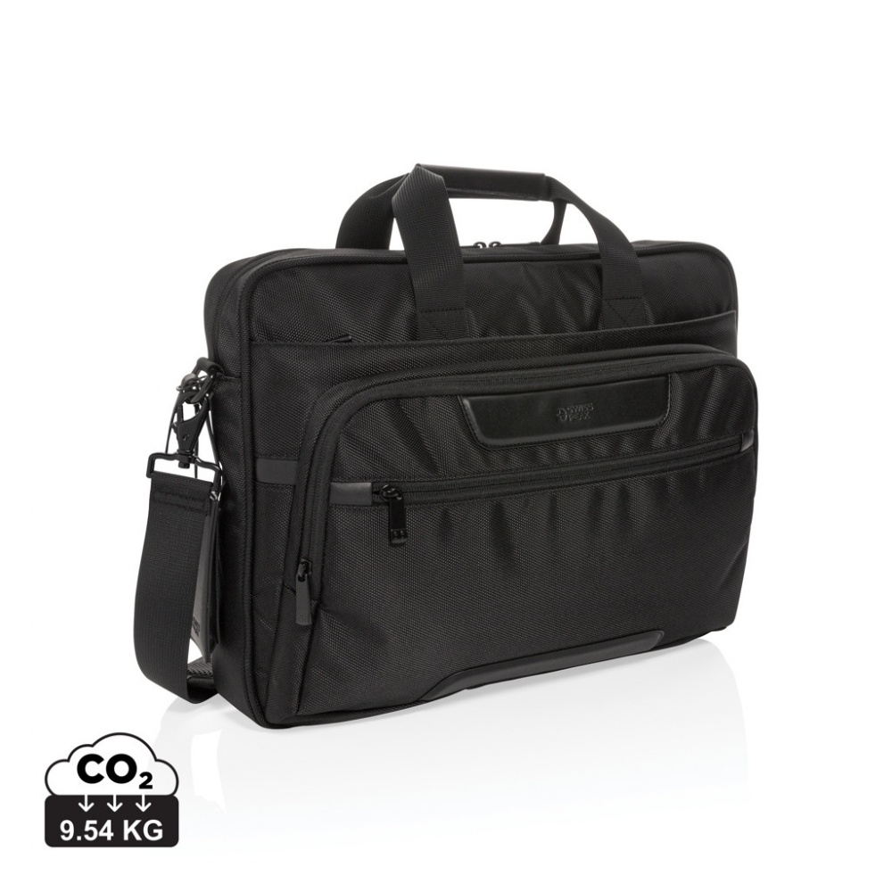 Logo trade promotional product photo of: Swiss Peak RPET Voyager RFID 15.6" laptop bag