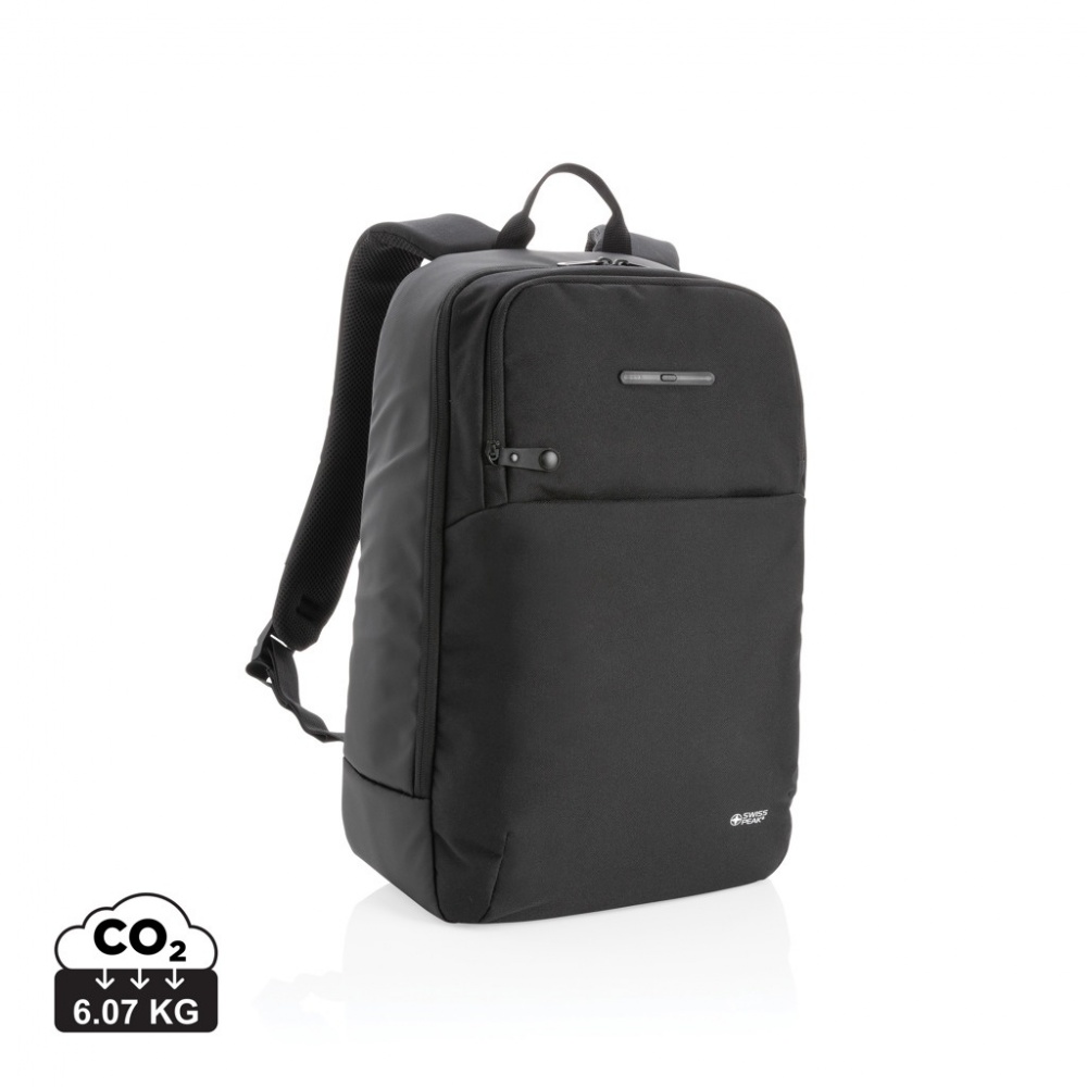 Logo trade promotional items image of: Swiss Peak laptop backpack with UV-C steriliser pocket