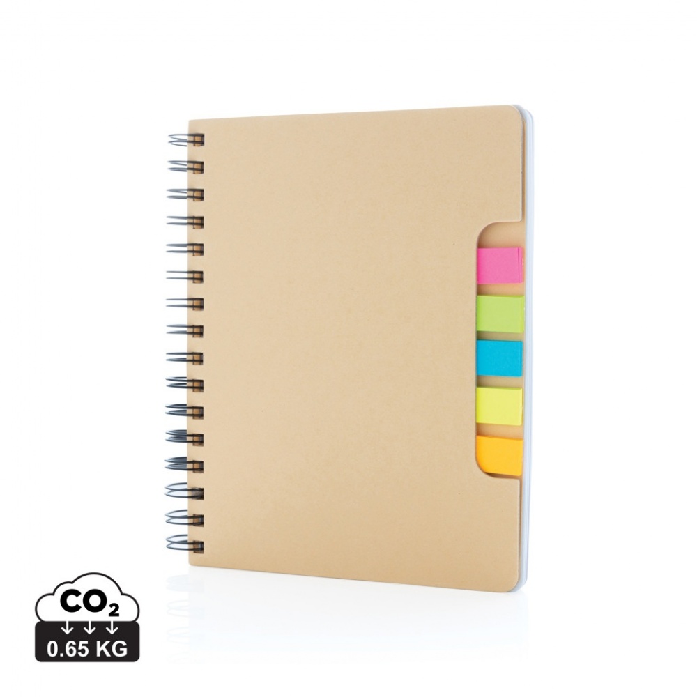 Logo trade promotional giveaways picture of: A5 Kraft spiral notebook with sticky notes