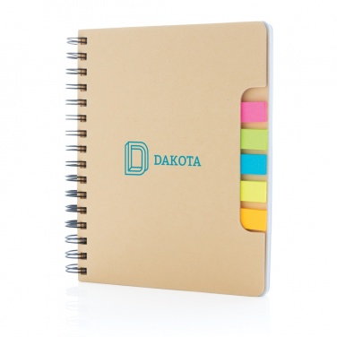 Logo trade promotional merchandise picture of: A5 Kraft spiral notebook with sticky notes