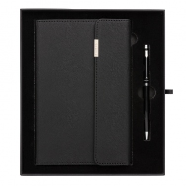 Logo trade promotional merchandise photo of: Swiss Peak deluxe A5 notebook and pen set