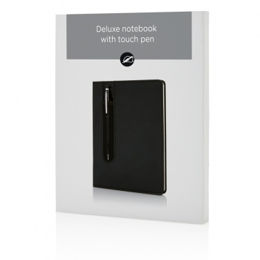 Logo trade advertising products image of: Standard hardcover PU A5 notebook with stylus pen