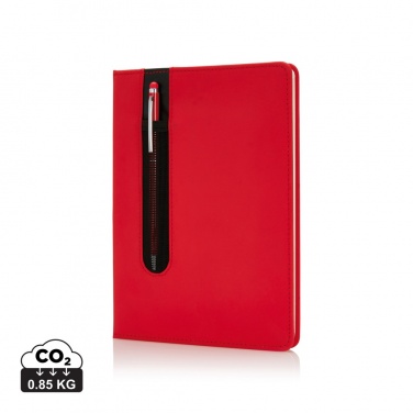 Logo trade promotional items image of: Standard hardcover PU A5 notebook with stylus pen