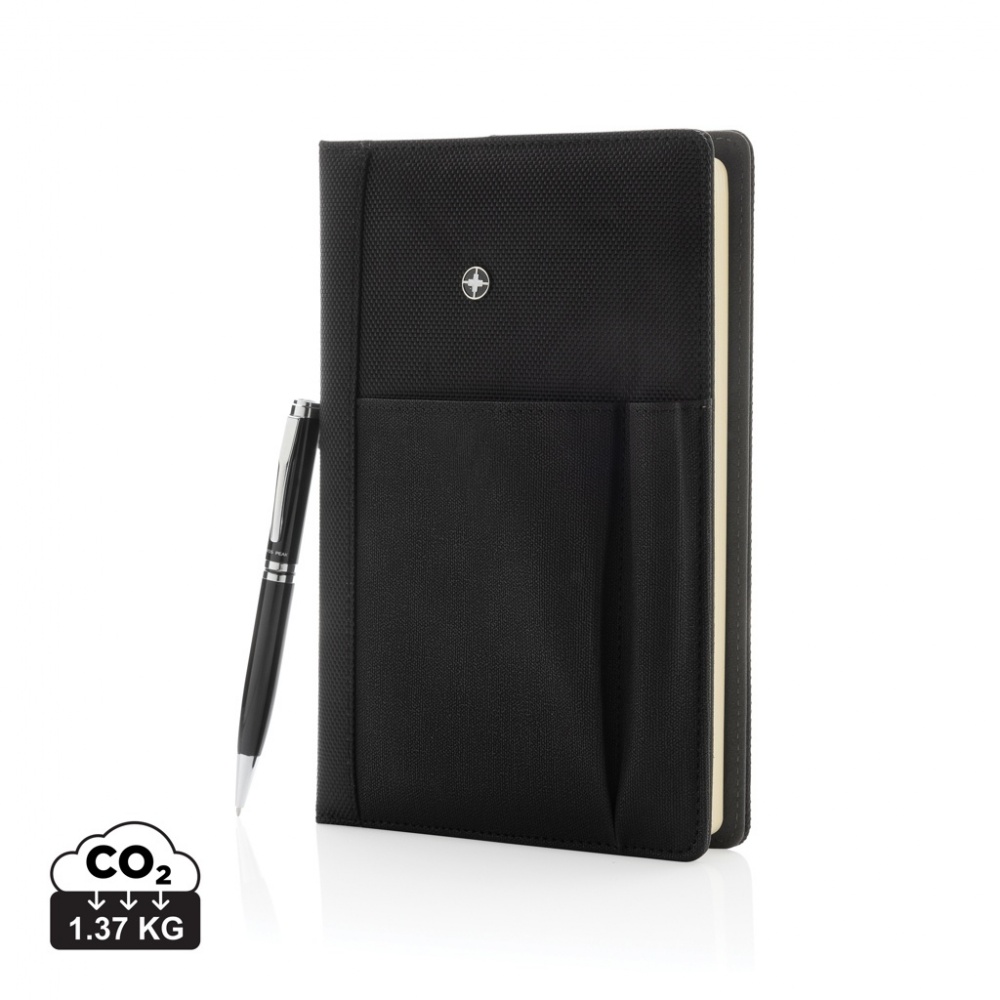 Logo trade promotional product photo of: Refillable notebook and pen set