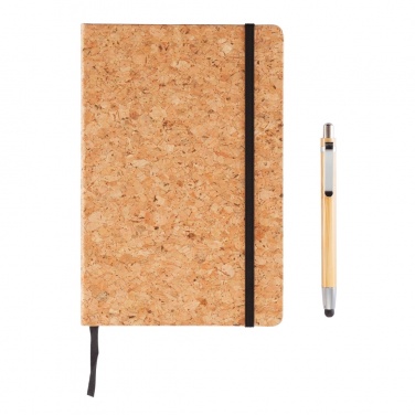 Logo trade promotional products picture of: A5 notebook with bamboo pen including stylus