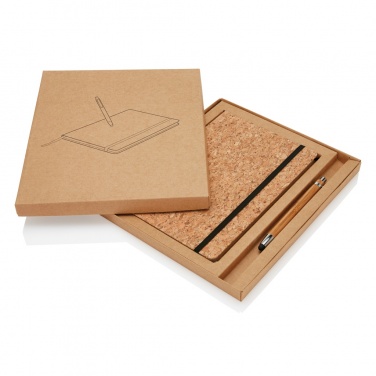 Logo trade promotional gift photo of: A5 notebook with bamboo pen including stylus