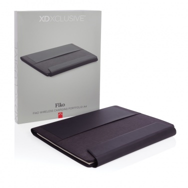 Logo trade promotional gifts picture of: Fiko 5W wireless charging portfolio A4 with powerbank