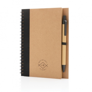 Logo trade promotional products image of: Kraft spiral notebook with pen