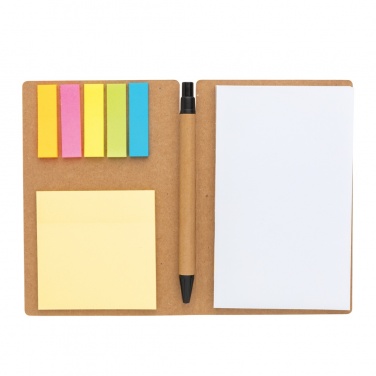 Logo trade promotional item photo of: Kraft sticky notes A6 booklet with pen