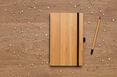 Logo trade promotional product photo of: Bamboo notebook and infinity pencil set