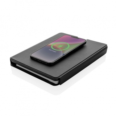 Logotrade promotional merchandise image of: Swiss Peak RCS rePU notebook with 2-in-1 wireless charger