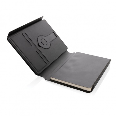 Logo trade corporate gifts image of: Swiss Peak RCS rePU notebook with 2-in-1 wireless charger
